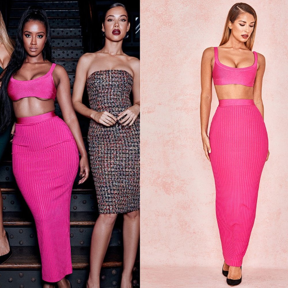 Limited Edition House of CB ‘Elle’ & ‘Eve’ Barbie Hot Pink Maxi Bandage Set